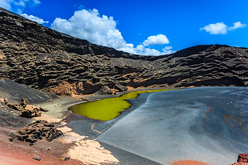 Image showing The green lagoon in El Golfo on Lanzarote