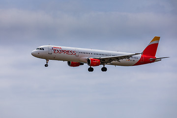 Image showing ARECIFE, SPAIN - APRIL, 15 2017: AirBus A321 of IBERIA with the 