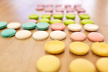 Image showing macarons on table at confectionery or bakery