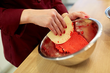 Image showing chef making macaron batter at confectionery