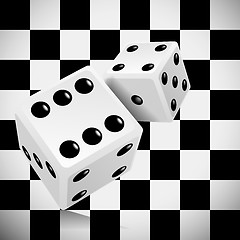 Image showing Playing dice for a casino on a transparent checkered background