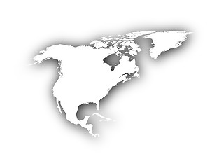 Image showing Map of North America with shadow