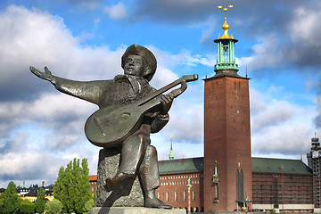Image showing Evert Taube monument on Gamla and City Hall Stan in Stockholm, S
