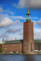 Image showing Scenic view of the City Hall from Riddarholmskyrkan, Stockholm, 