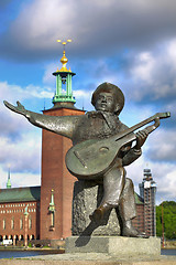 Image showing Evert Taube monument on Gamla and City Hall Stan in Stockholm, S