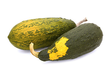 Image showing Two large warty ornamental gourds