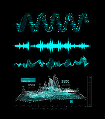 Image showing Graphic musical equalizer, sound waves, on a black background