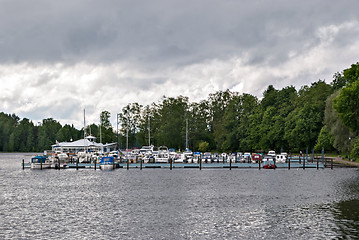 Image showing Mooring of yachts and boats.