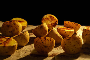 Image showing Potatoes baked in the oven.