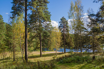 Image showing Colorful autumn landscape in the forest lake, Estonia