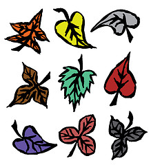 Image showing Grunge autumn leaves hand drawn