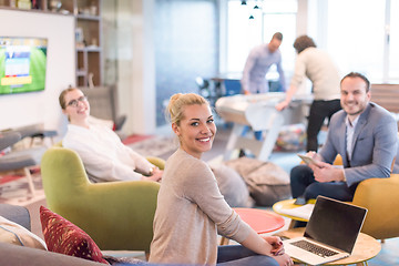 Image showing Startup Business Team At A Meeting at modern office building