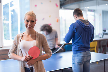 Image showing startup business team playing ping pong tennis