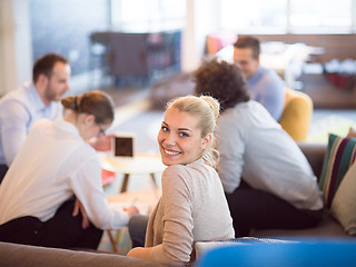 Image showing Startup Business Team At A Meeting at modern office building