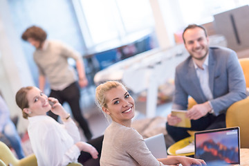 Image showing Startup Business Team At A Meeting at modern office building