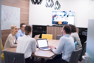 Image showing Startup Business Team At A Meeting at modern office building