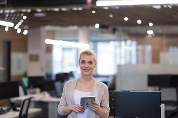 Image showing Business Woman Using Digital Tablet in front of startup Office