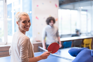 Image showing startup business team playing ping pong tennis