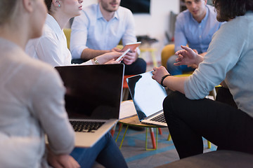 Image showing Startup Business Team At A Meeting at modern office building