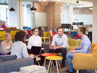 Image showing Startup Business Team At A Meeting at modern office building