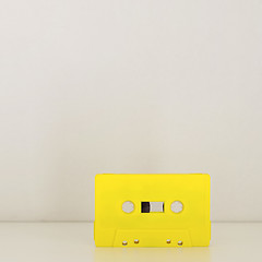 Image showing Yellow retro audio cassette