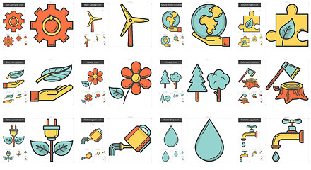 Image showing Ecology line icon set.