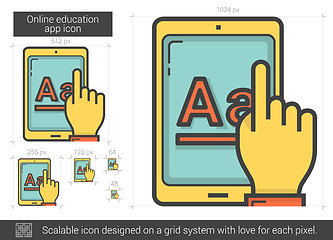 Image showing Online education app line icon.