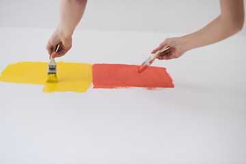 Image showing couple painting interior wall