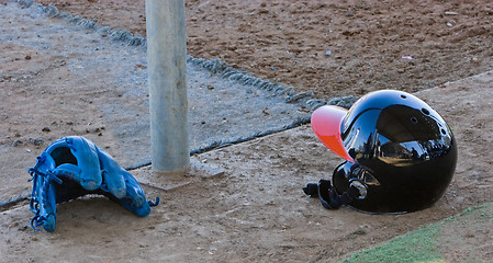 Image showing Baseball Glove and Helmet