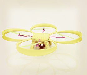 Image showing Drone, quadrocopter, with photo camera. 3d render. Vintage style