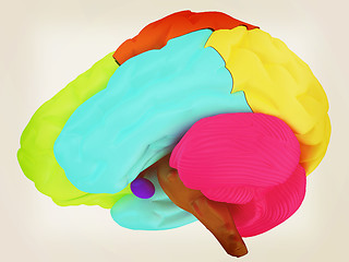 Image showing creative concept with 3d rendered colourful brain. Vintage style