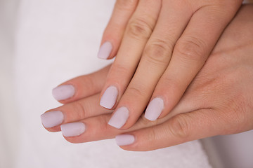 Image showing woman fingers with french manicure