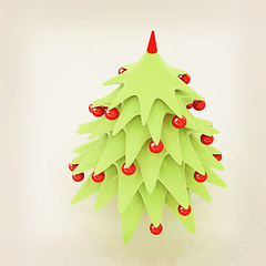 Image showing Christmas tree. 3d illustration. Vintage style.