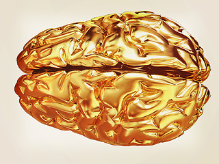 Image showing Gold brain. 3d render. Vintage style.