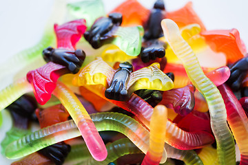 Image showing gummy worms and bet candies for halloween party