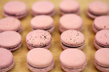 Image showing macarons on table at confectionery or bakery