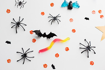 Image showing halloween party paper decorations and sweets