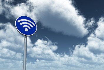 Image showing wifi symbol on roadsign - 3d rendering