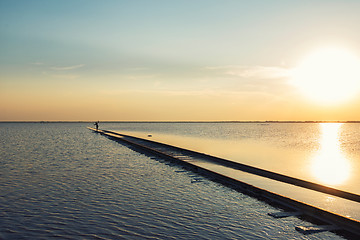 Image showing Beauty sunset on salty lake