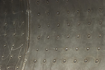Image showing Steel plate with welding points