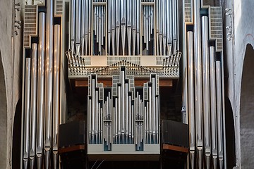 Image showing Church organ pipes