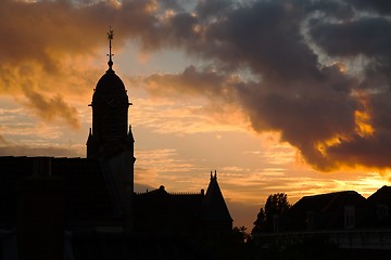 Image showing Church tower silhouettes