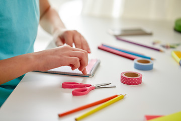 Image showing girl hands making something at home