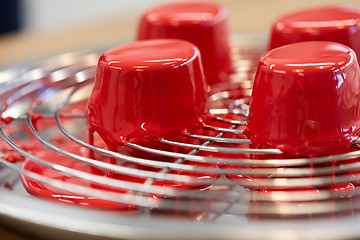 Image showing mirror glaze cakes at pastry shop