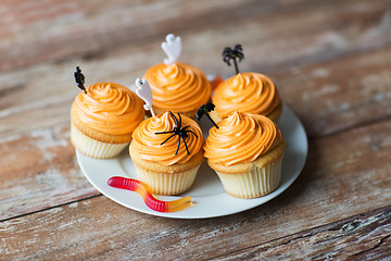 Image showing halloween party cupcakes or muffins on table
