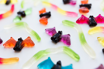 Image showing gummy worms and bet candies for halloween party