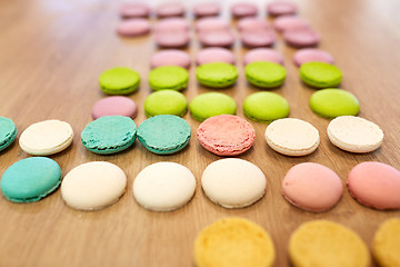 Image showing macarons on table at confectionery or bakery
