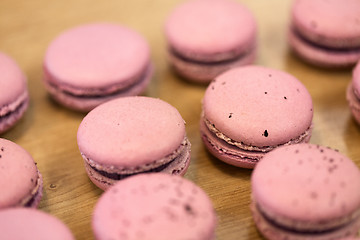 Image showing macarons on table at confectionery or bakery