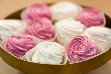 Image showing close up of zephyr or marshmallow on cake stand