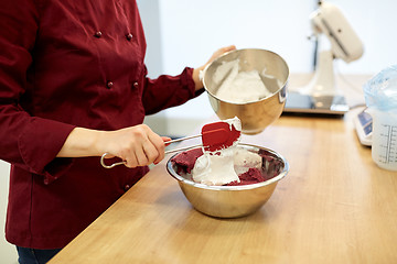 Image showing chef making macaron batter at kitchen